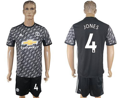 Manchester United #4 Jones Black Soccer Club Jersey
